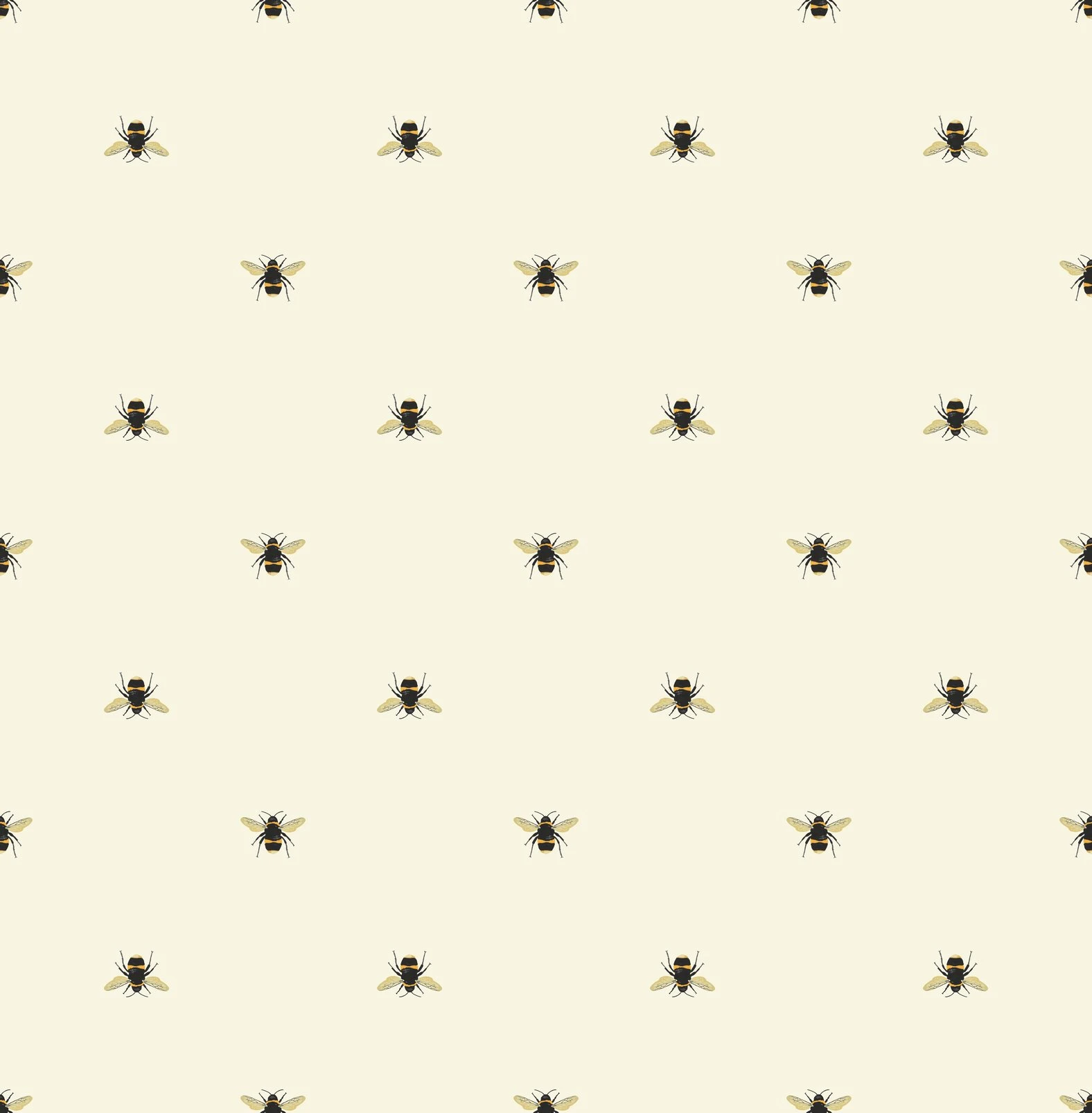 Joules Botanical Bee Creme Wallpaper