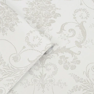 laura ashley josette dove grey & white wallpaper