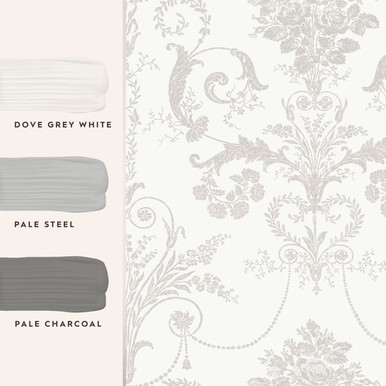 Laura Ashley Josette Dove Grey & White Wallpaper