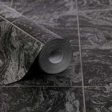 glitter marble tile black wallpaper