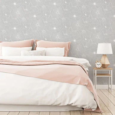 linear floral grey wallpaper