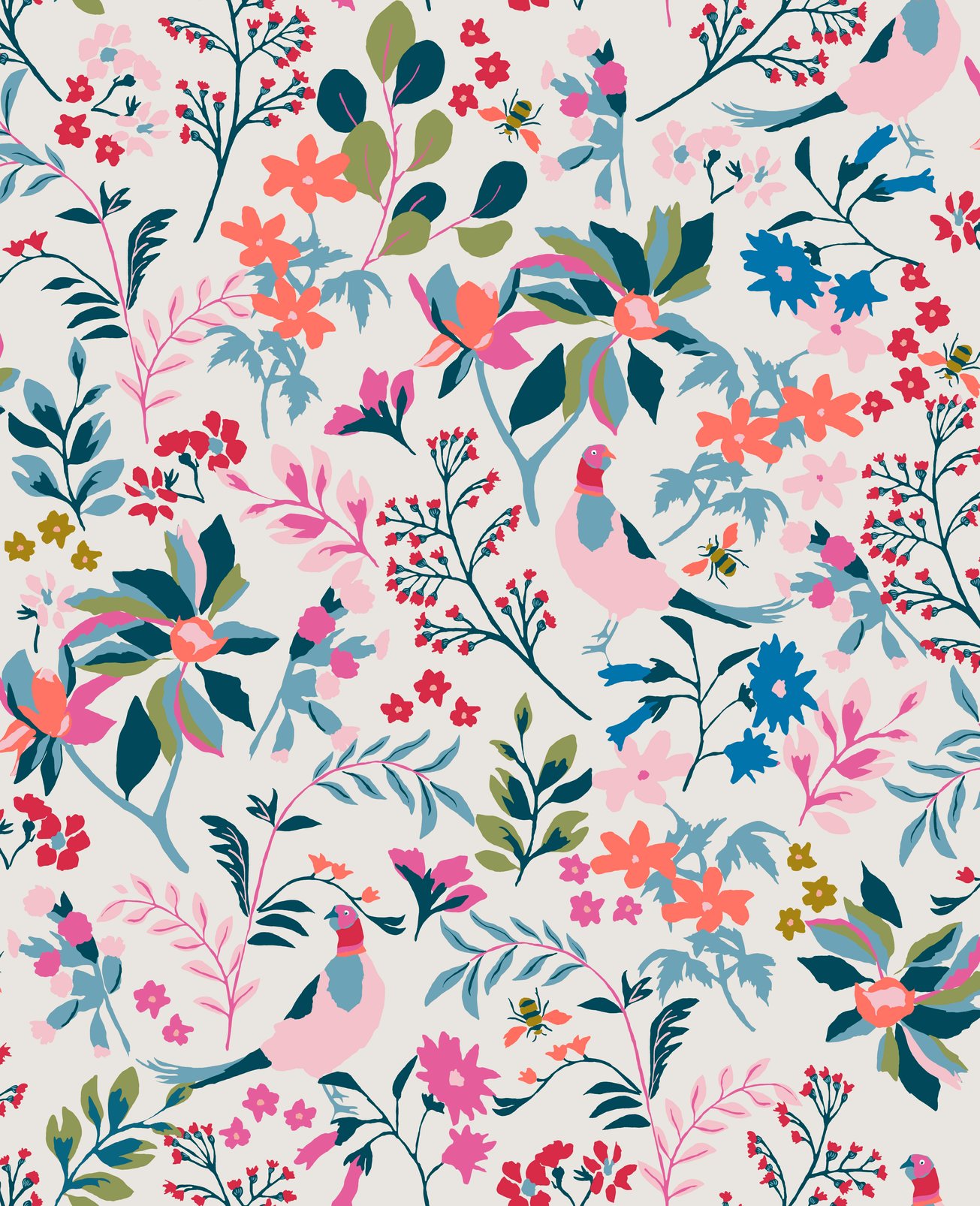 Joules Fields Edge Floral Antique Creme Wallpaper