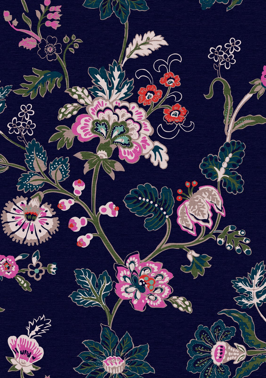 Joules Vine Cottage Floral Royal Navy Wallpaper