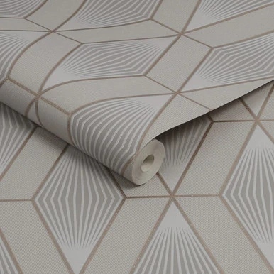 glitter diamond geo taupe rose gold wallpaper