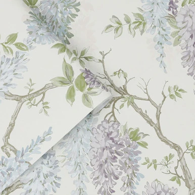 laura ashley wisteria garden pale iris wallpaper