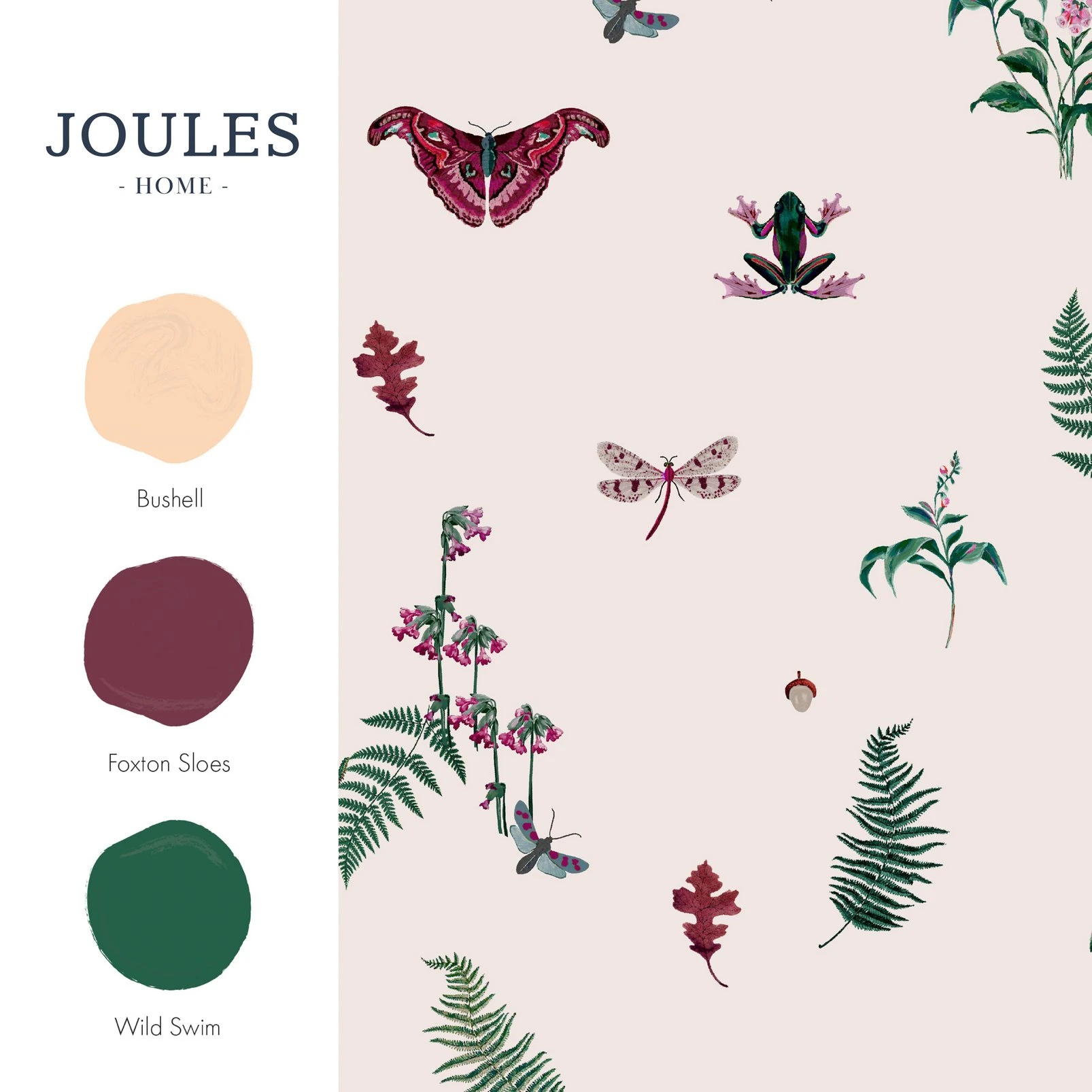 Joules Midnight Beasts Blush Creme Wallpaper