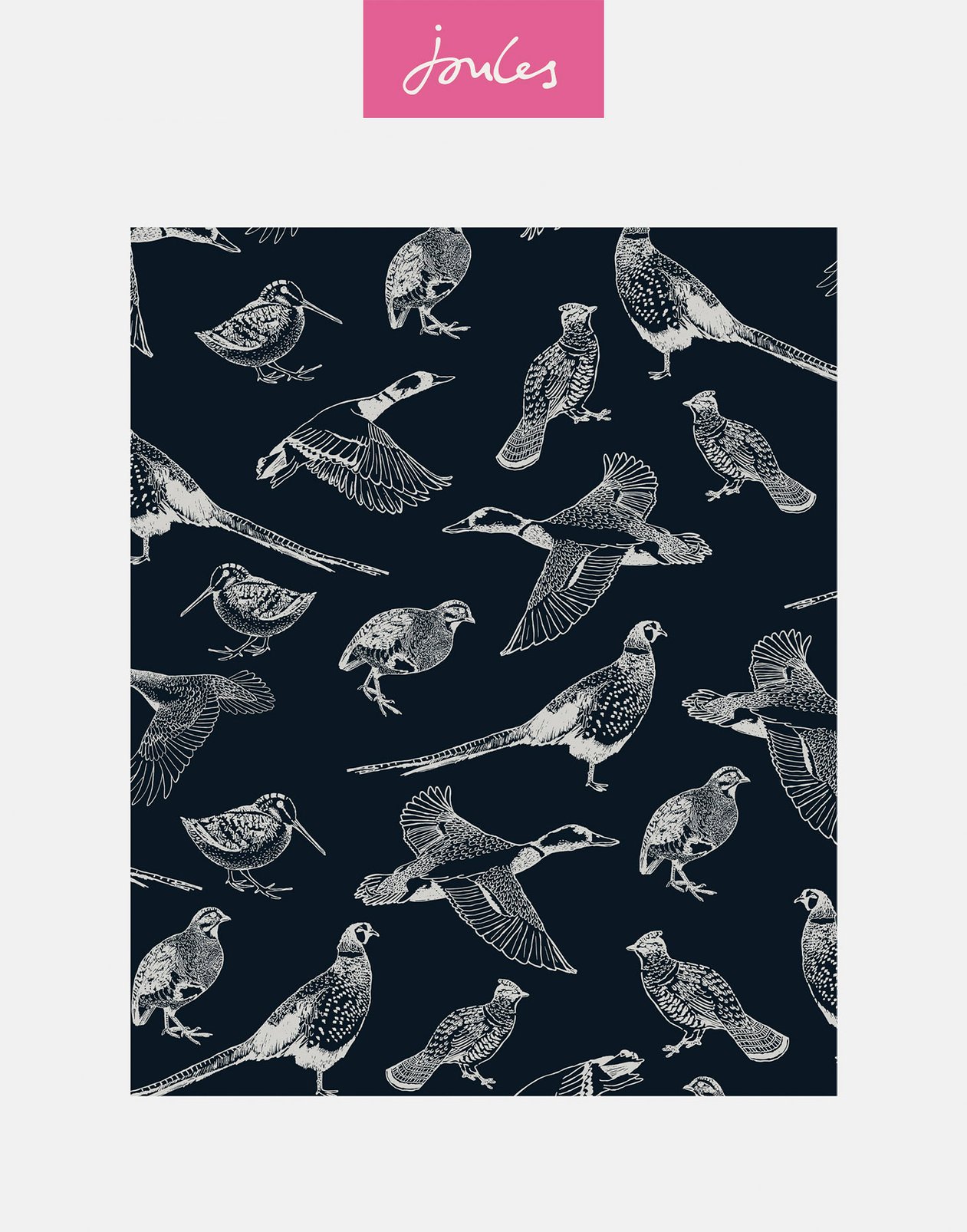 Joules Hunting Birds French Navy Wallpaper