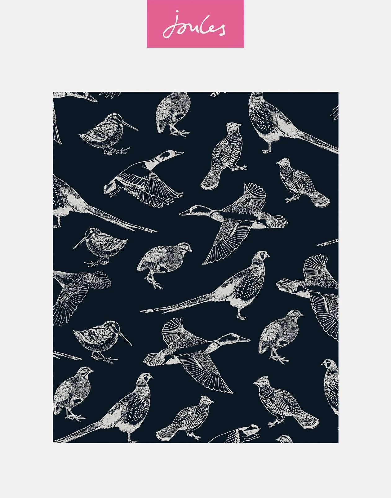 Joules Hunting Birds French Navy Wallpaper
