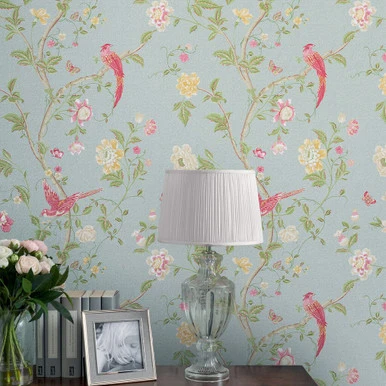 laura ashley summer palace duck egg wallpaper