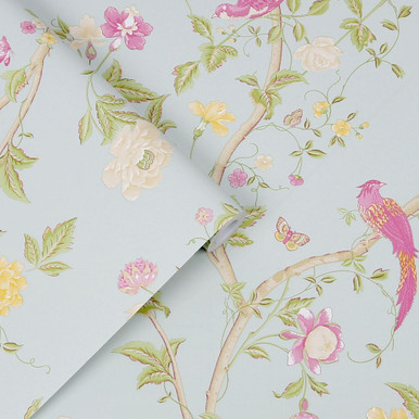 laura ashley summer palace duck egg wallpaper