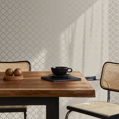 Silk Sparkle Trellis Neutral Wallpaper