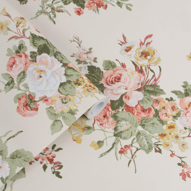 laura ashley rosemore pale sable wallpaper