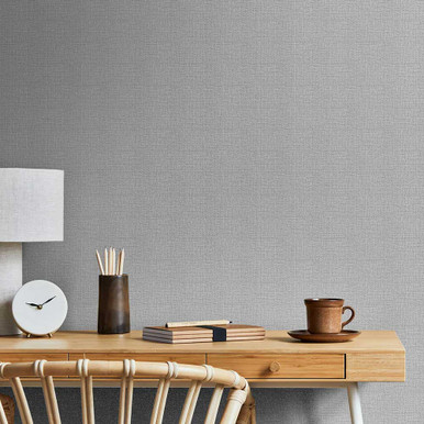 Linen Glitter Plain Slate Grey Wallpaper