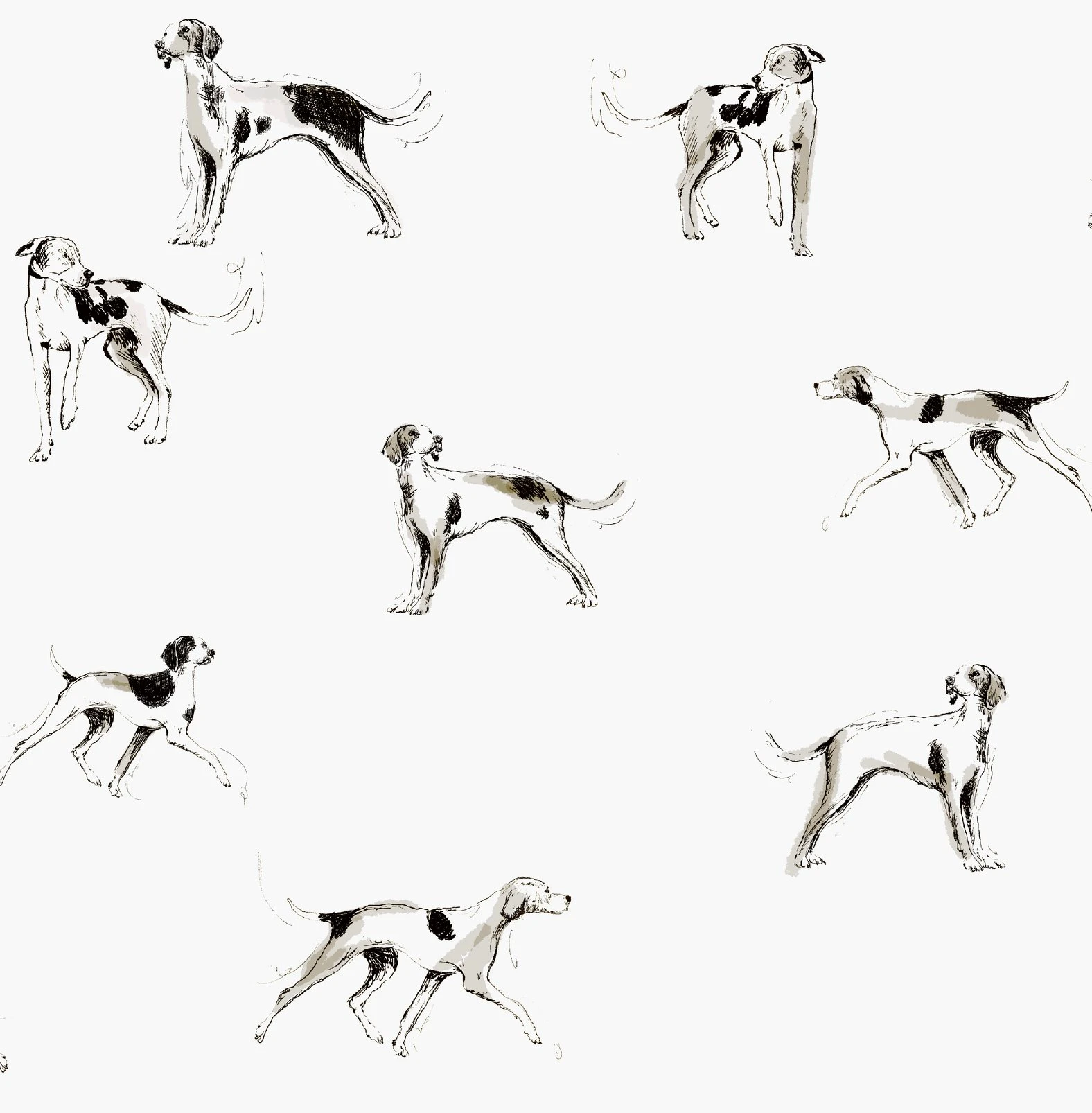 Joules Sketchy Dogs Creme Wallpaper