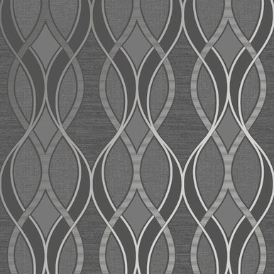 ribbon geo grey & silver wallpaper