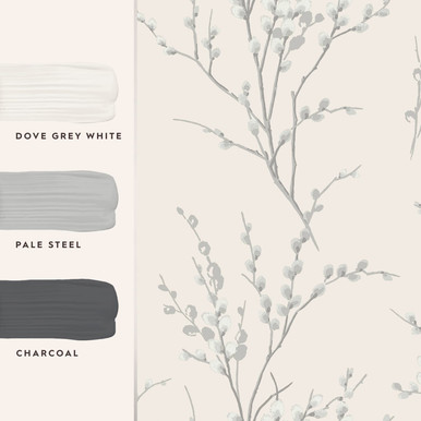 Laura Ashley Pussy Willow Steel Wallpaper