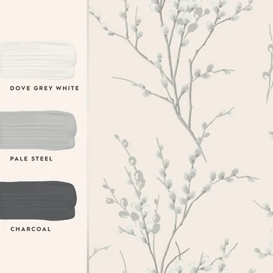 Laura Ashley Pussy Willow Steel Wallpaper