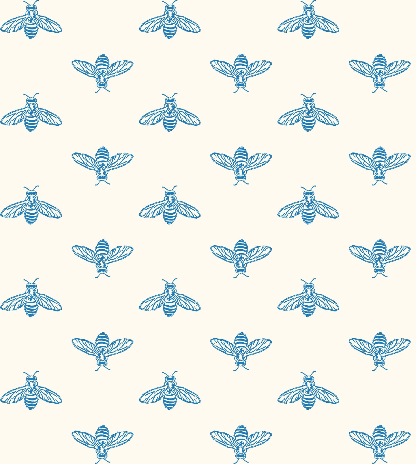 Joules Block Print Bee Blue Haze Wallpaper