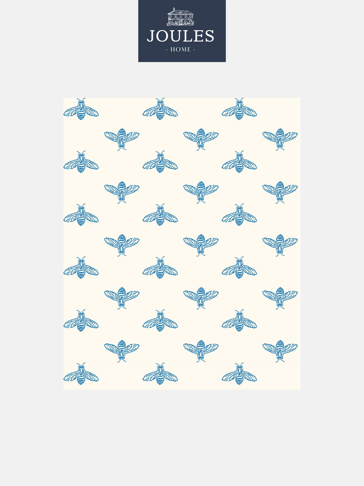 Joules Block Print Bee Blue Haze Wallpaper