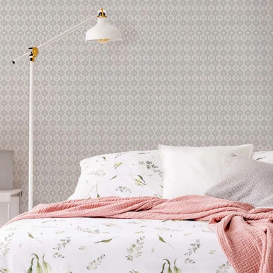 luxe ogee white wallpaper