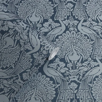 laura ashley peacock damask dusky seaspray wallpaper