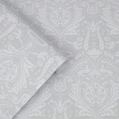 laura ashley heraldic damask slate grey wallpaper