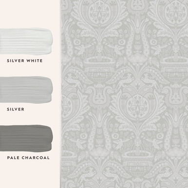 Laura Ashley Heraldic Damask Slate Grey Wallpaper