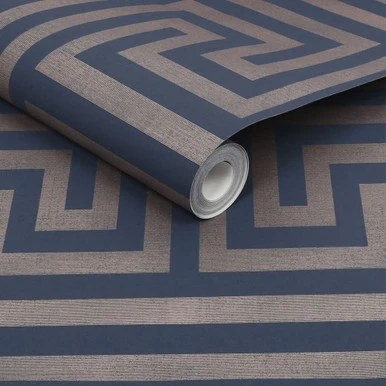 next metallic greek key navy wallpaper