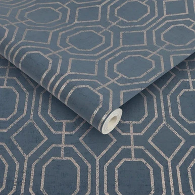 luxe geo navy wallpaper