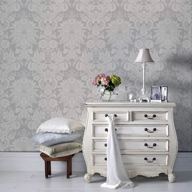 venetian damask grey wallpaper