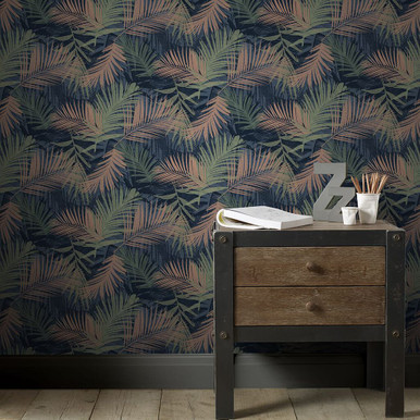 Jungle Glam Blue & Green Wallpaper