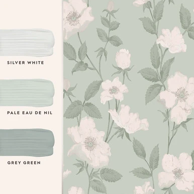 Laura Ashley Fleurir Smoke Green Wallpaper