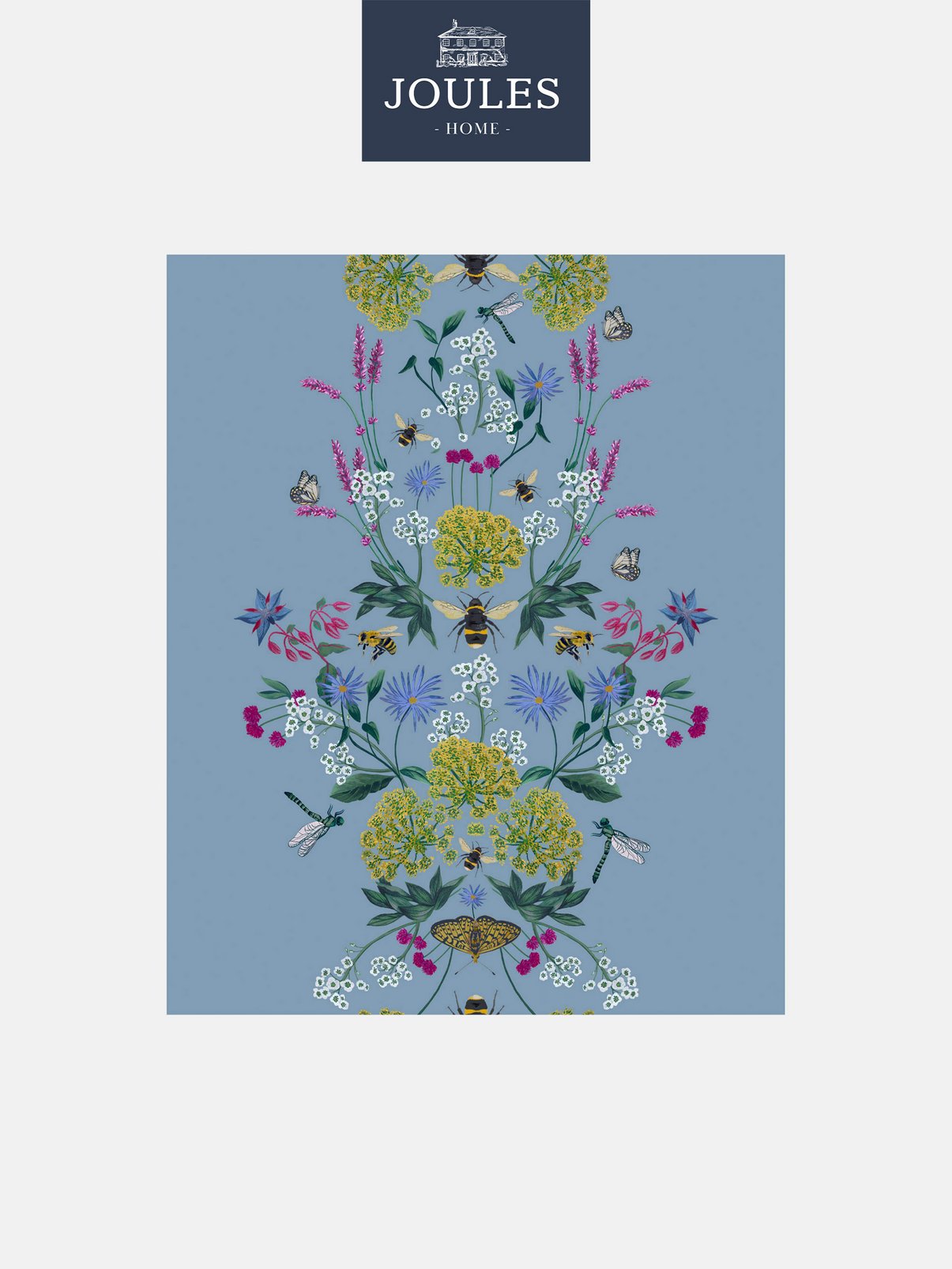 Joules Perfect Pollinators Haze Blue Wallpaper