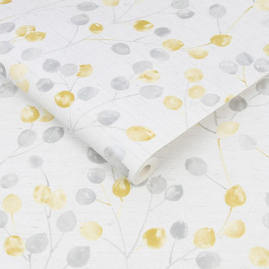 honesty grey & ochre wallpaper