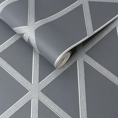 panel glitter geo charcoal wallpaper