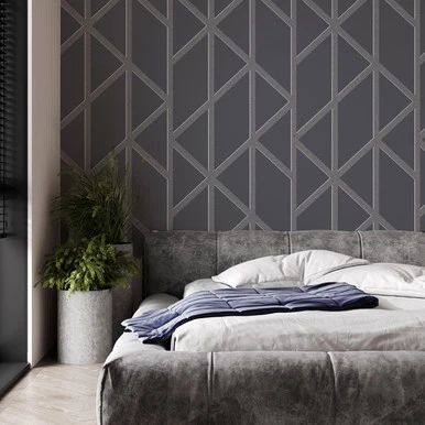 Panel Glitter Geo Charcoal Wallpaper