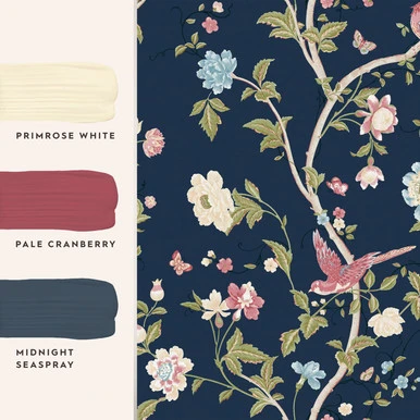 Laura Ashley Summer Palace Midnight Blue Wallpaper