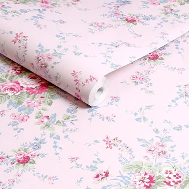 Garden Floral Pink Blue Wallpaper - 125127_ROLLSHOT_GARDEN FLORAL PINK BLUE_01.jpg