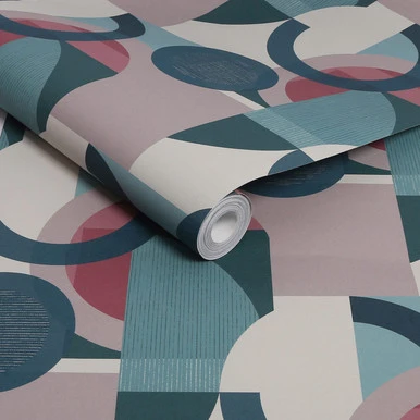 Next Retro Shapes Geo Teal Wallpaper
