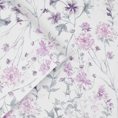 laura ashley wild meadow pale iris wallpaper