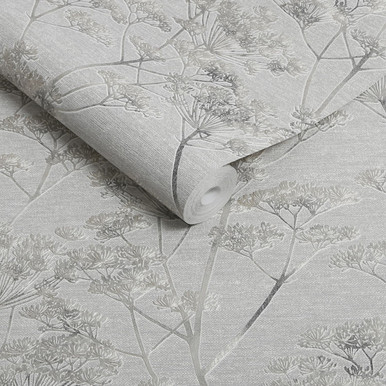 Serene Seedhead Grey Wallpaper