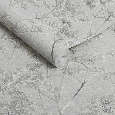 Serene Seedhead Grey Wallpaper