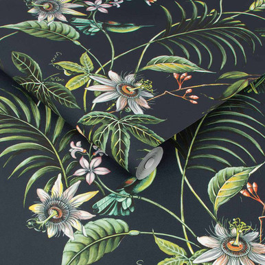 Adilah Dark Tropical Floral Wallpaper