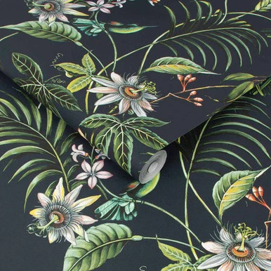 Adilah Dark Tropical Floral Wallpaper