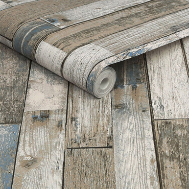 next distressed wood plank blue wallpaper