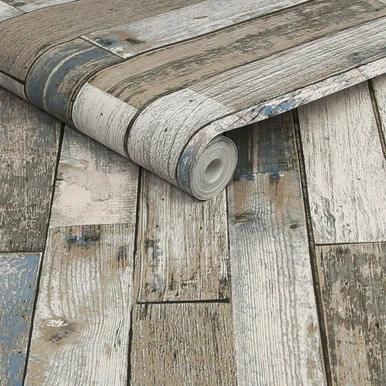 next distressed wood plank blue wallpaper