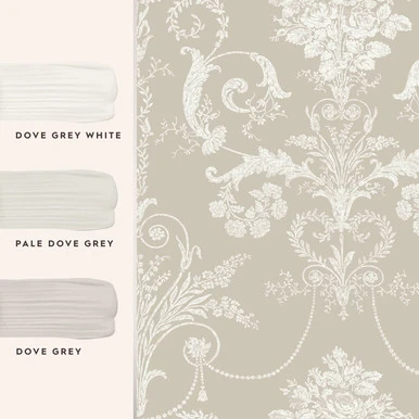 Laura Ashley Josette White & Dove Grey Wallpaper