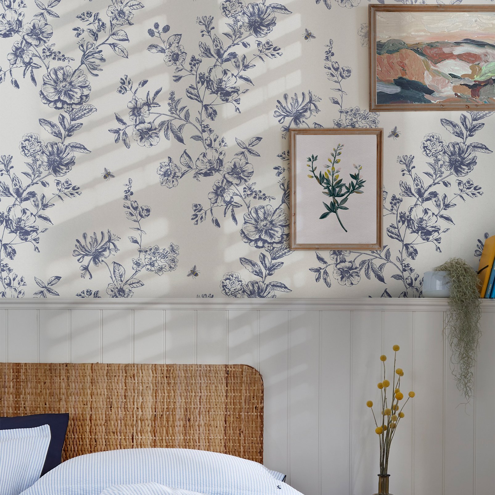 Joules Honey Floral Creme Wallpaper