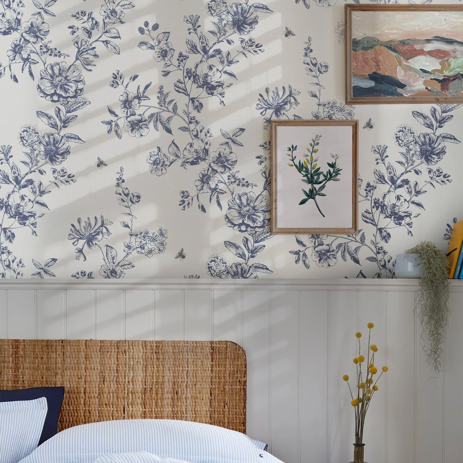 Joules Honey Floral Creme Wallpaper