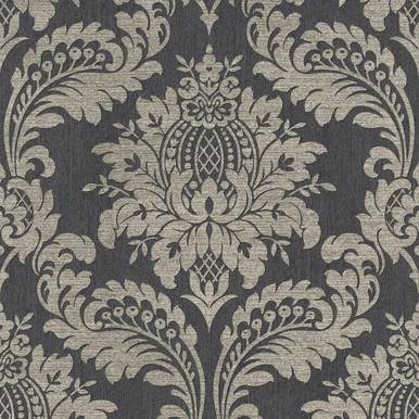 Archive Damask Black And Gold Wallpaper
